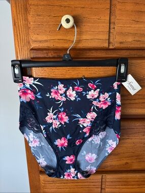 Soma Navy Floral High-Waist Bikini with Pink & Cream Blossoms